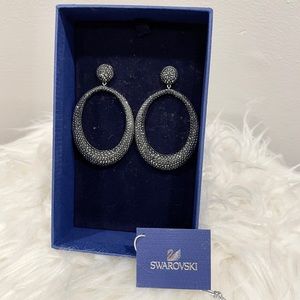 Swarovski Jet Black Stone Pierced Earrings